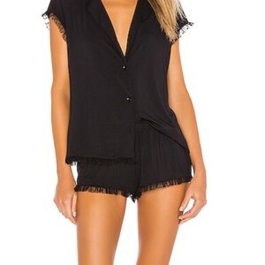 Eberjey Black Short Sleeve Button Pajama Set